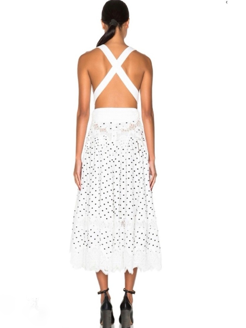 Zimmermann black white linen polka-dot apron midi dress size 1 - Picture 3 of 13